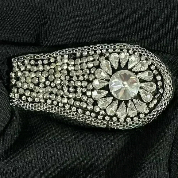 River Island Black Mock Embellished Rhinestone Knit Sweater Size 14 - Picture 7 of 12